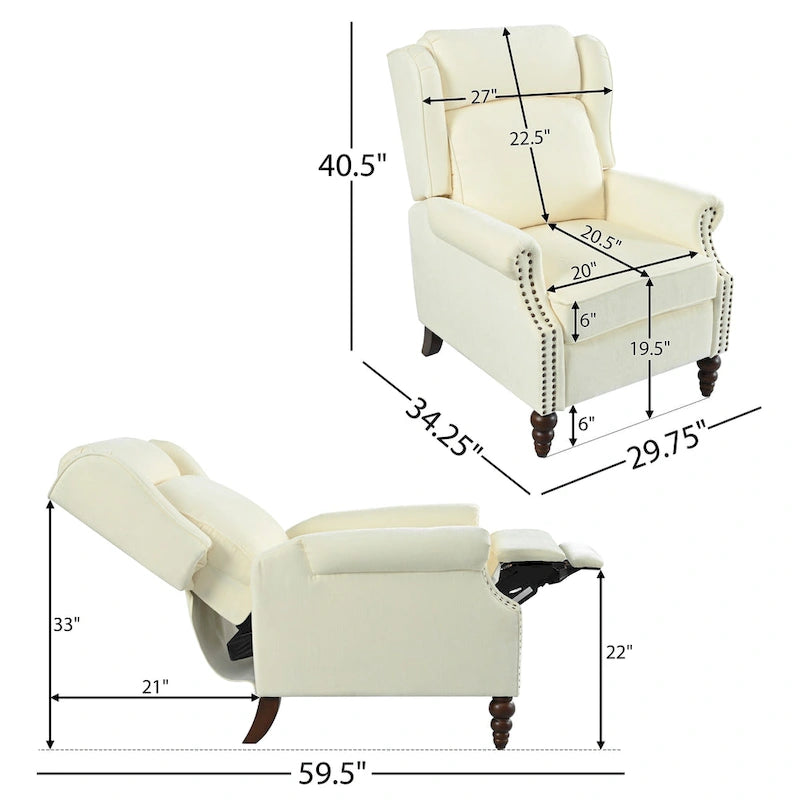 Fauteuil inclinable rembourré à oreilles