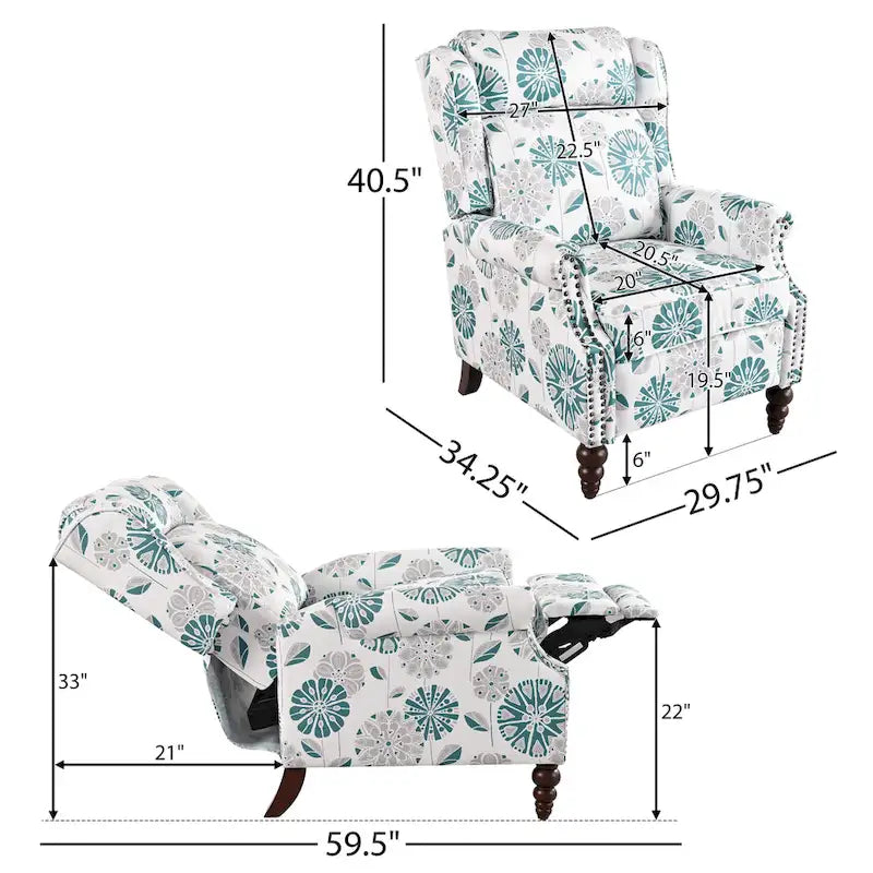 Fauteuil inclinable rembourré à oreilles