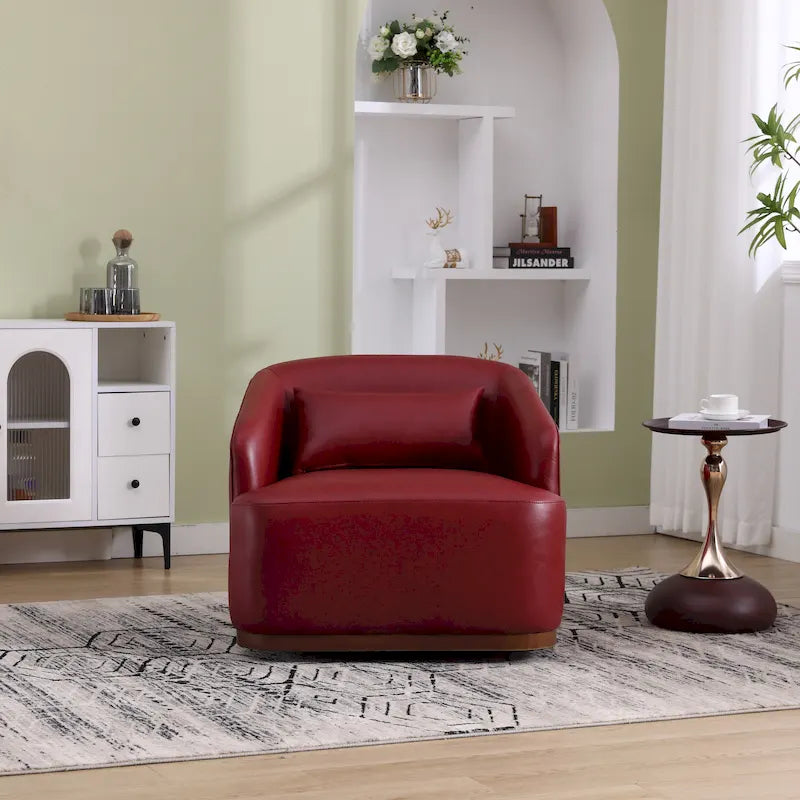 Fauteuil d'appoint pivotant en tissu chenille avec coussins confortables et base robuste