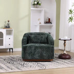 Fauteuil d'appoint pivotant en tissu chenille avec coussins confortables et base robuste