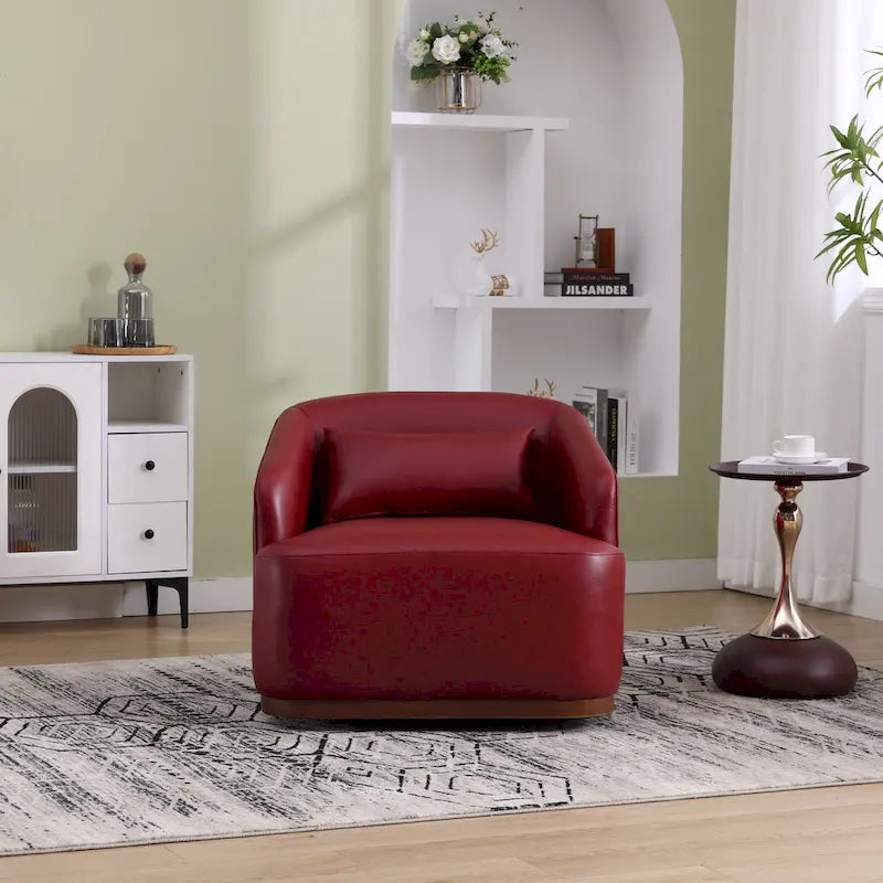 Fauteuil d'appoint pivotant en tissu chenille avec coussins confortables et base robuste
