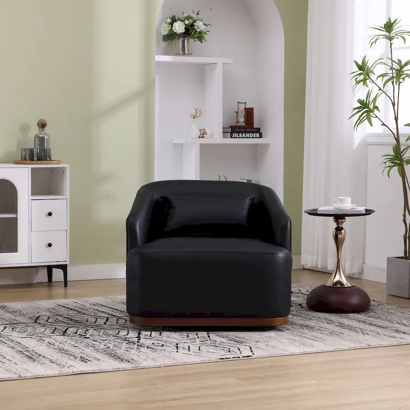 Fauteuil d'appoint pivotant en tissu chenille avec coussins confortables et base robuste