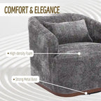 Fauteuil d'appoint pivotant en tissu chenille avec coussins confortables et base robuste