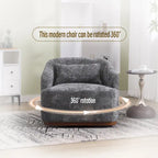 Fauteuil d'appoint pivotant en tissu chenille avec coussins confortables et base robuste