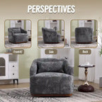 Fauteuil d'appoint pivotant en tissu chenille avec coussins confortables et base robuste