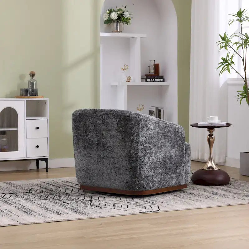 Fauteuil d'appoint pivotant en tissu chenille avec coussins confortables et base robuste