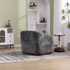 Fauteuil d'appoint pivotant en tissu chenille avec coussins confortables et base robuste