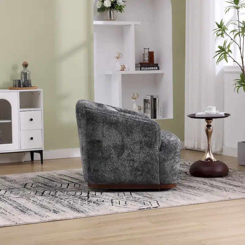 Fauteuil d'appoint pivotant en tissu chenille avec coussins confortables et base robuste