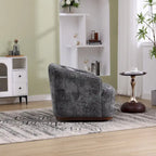 Fauteuil d'appoint pivotant en tissu chenille avec coussins confortables et base robuste