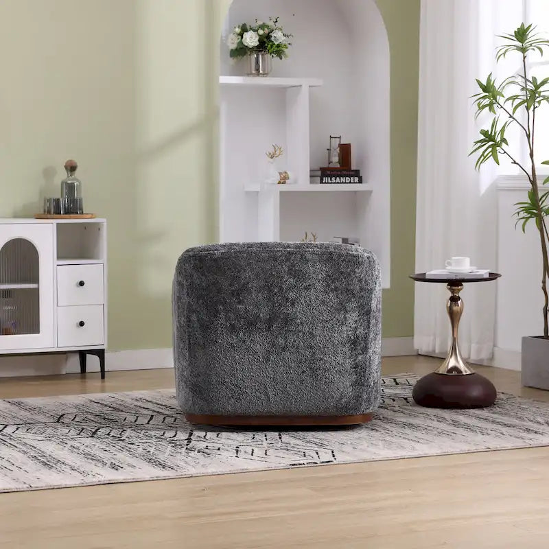 Fauteuil d'appoint pivotant en tissu chenille avec coussins confortables et base robuste
