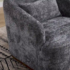 Fauteuil d'appoint pivotant en tissu chenille avec coussins confortables et base robuste