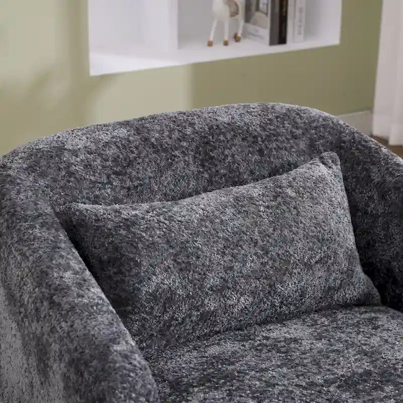 Fauteuil d'appoint pivotant en tissu chenille avec coussins confortables et base robuste