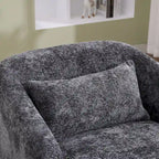 Fauteuil d'appoint pivotant en tissu chenille avec coussins confortables et base robuste