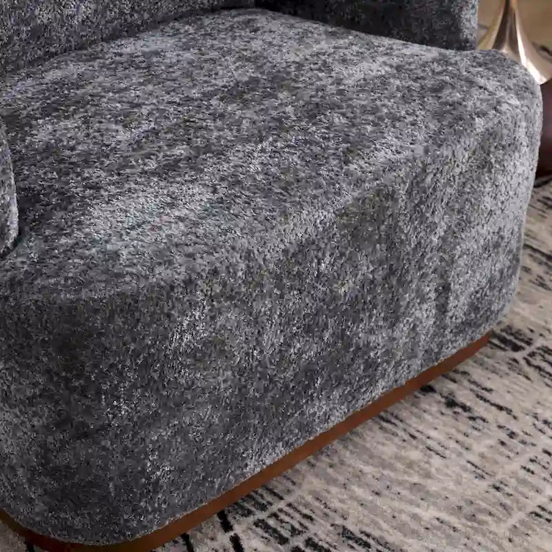 Fauteuil d'appoint pivotant en tissu chenille avec coussins confortables et base robuste