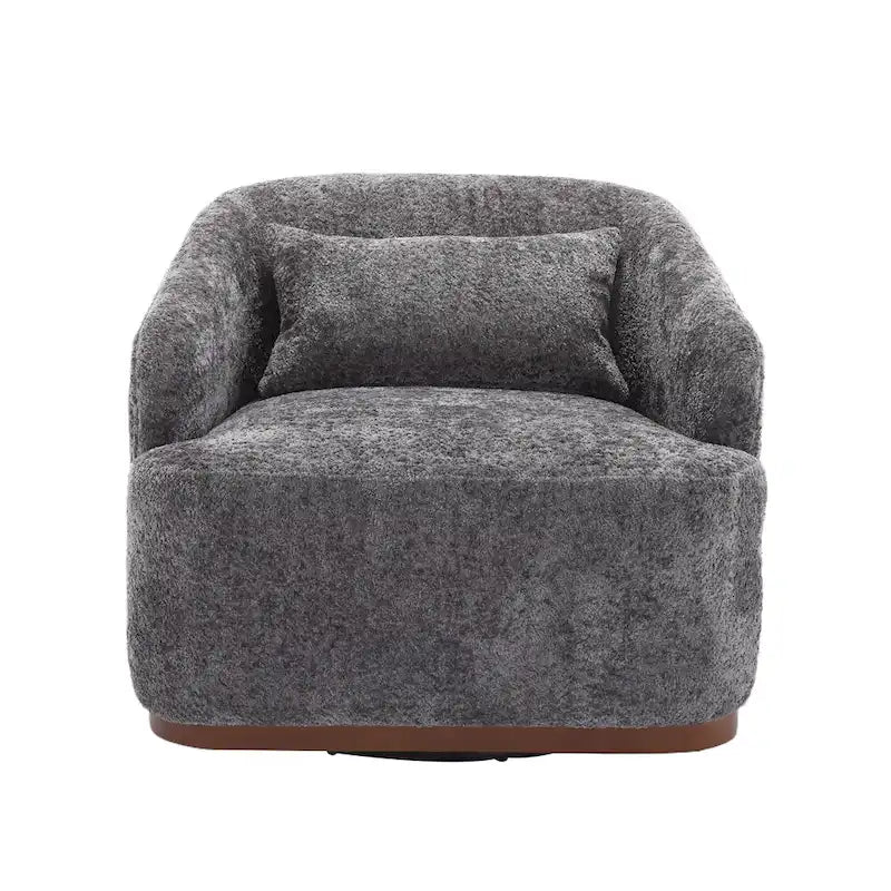 Fauteuil d'appoint pivotant en tissu chenille avec coussins confortables et base robuste