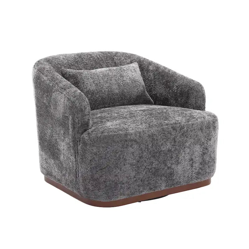 Fauteuil d'appoint pivotant en tissu chenille avec coussins confortables et base robuste