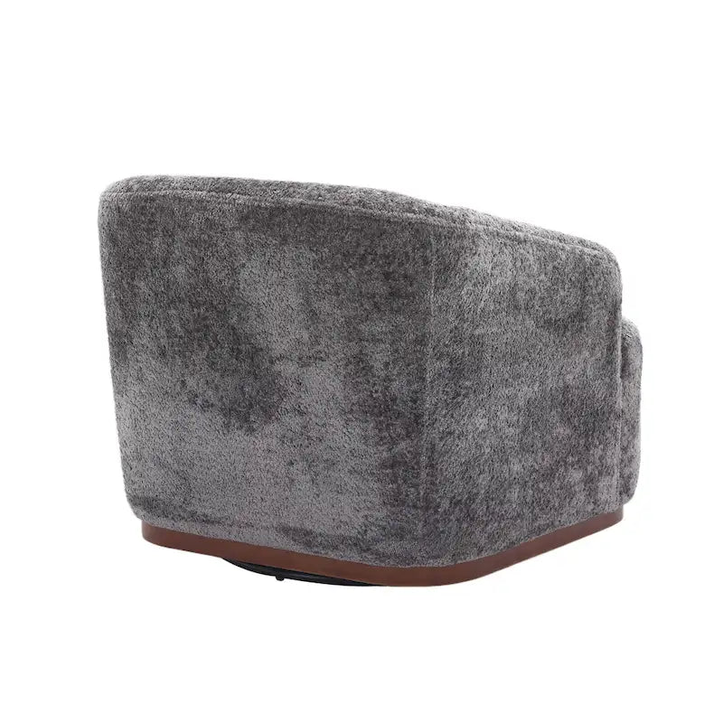 Fauteuil d'appoint pivotant en tissu chenille avec coussins confortables et base robuste