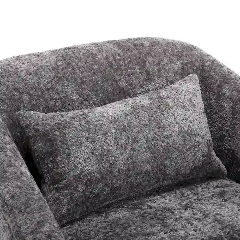 Fauteuil d'appoint pivotant en tissu chenille avec coussins confortables et base robuste