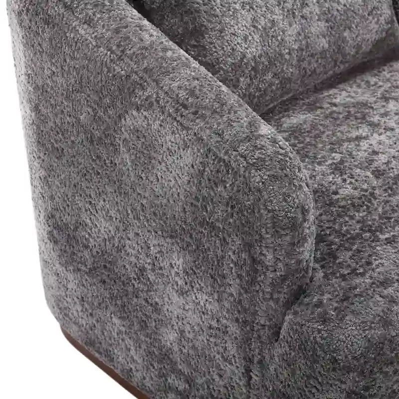 Fauteuil d'appoint pivotant en tissu chenille avec coussins confortables et base robuste