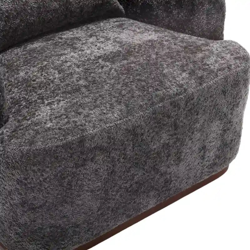 Fauteuil d'appoint pivotant en tissu chenille avec coussins confortables et base robuste