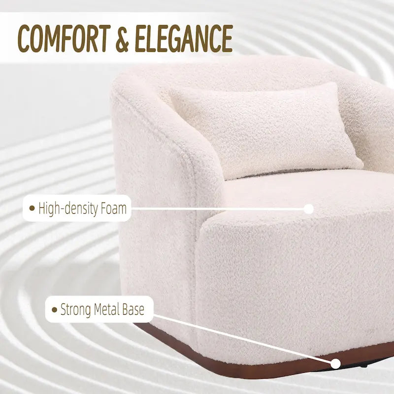 Fauteuil d'appoint pivotant en tissu chenille avec coussins confortables et base robuste