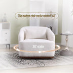 Fauteuil d'appoint pivotant en tissu chenille avec coussins confortables et base robuste