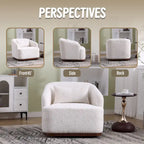 Fauteuil d'appoint pivotant en tissu chenille avec coussins confortables et base robuste