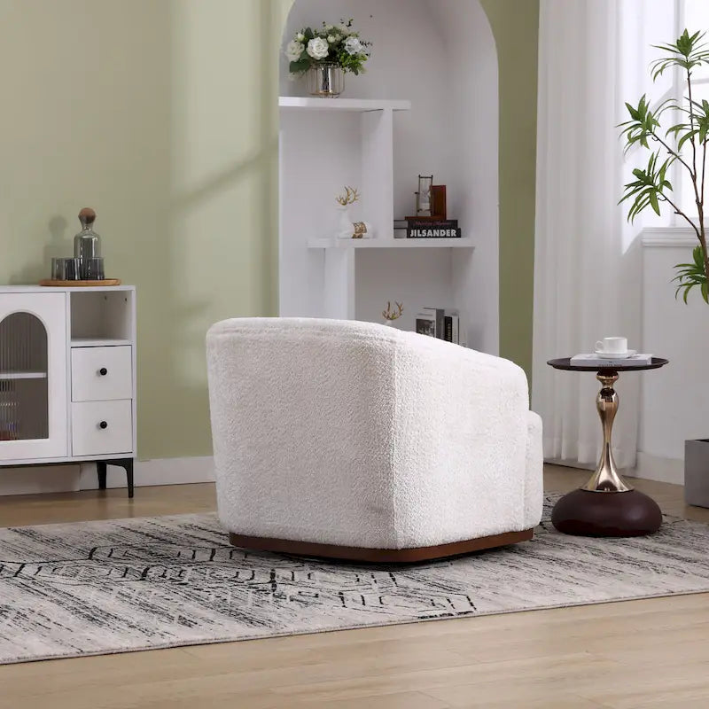Fauteuil d'appoint pivotant en tissu chenille avec coussins confortables et base robuste
