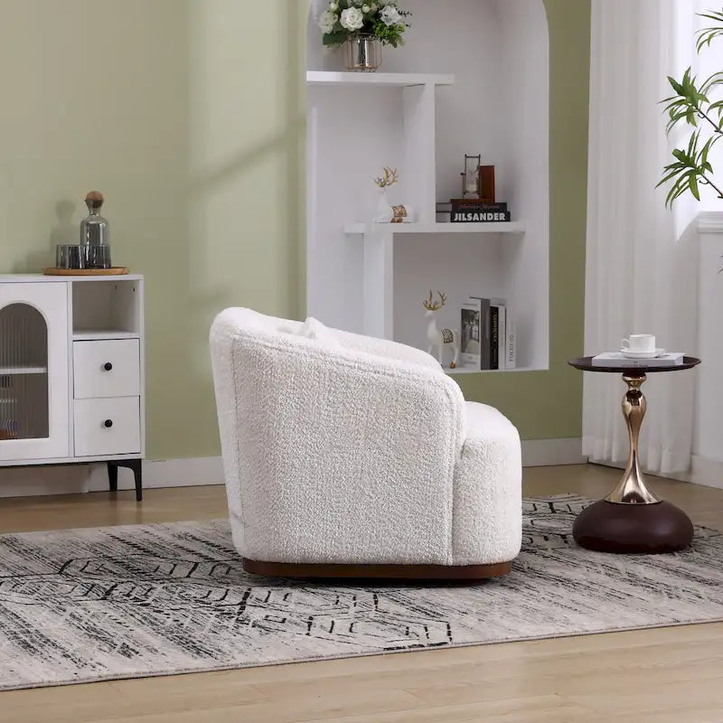 Fauteuil d'appoint pivotant en tissu chenille avec coussins confortables et base robuste