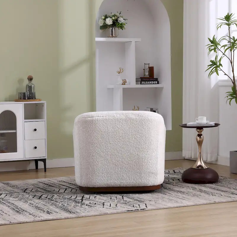 Fauteuil d'appoint pivotant en tissu chenille avec coussins confortables et base robuste