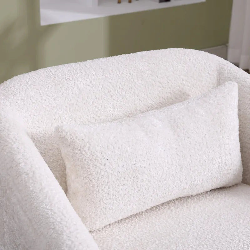 Fauteuil d'appoint pivotant en tissu chenille avec coussins confortables et base robuste
