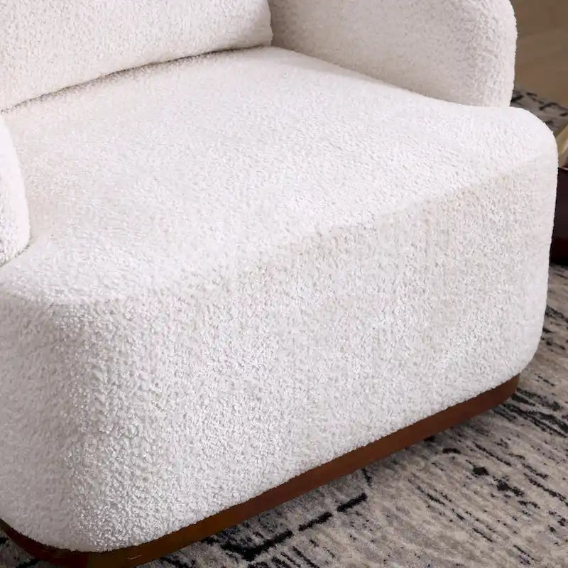 Fauteuil d'appoint pivotant en tissu chenille avec coussins confortables et base robuste