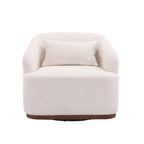 Fauteuil d'appoint pivotant en tissu chenille avec coussins confortables et base robuste