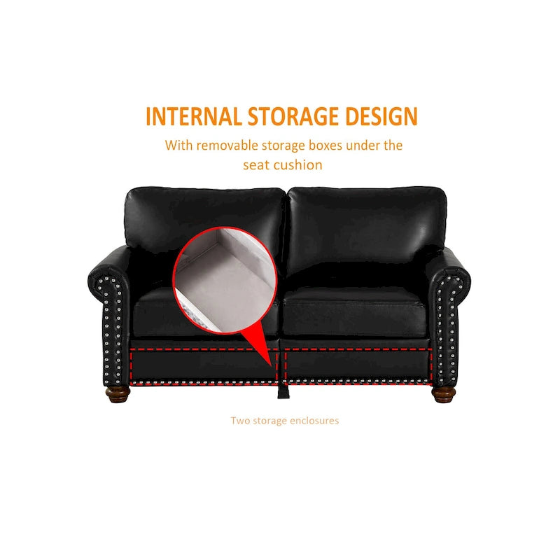Canapé en similicuir style Mid-Century Modern avec rangement