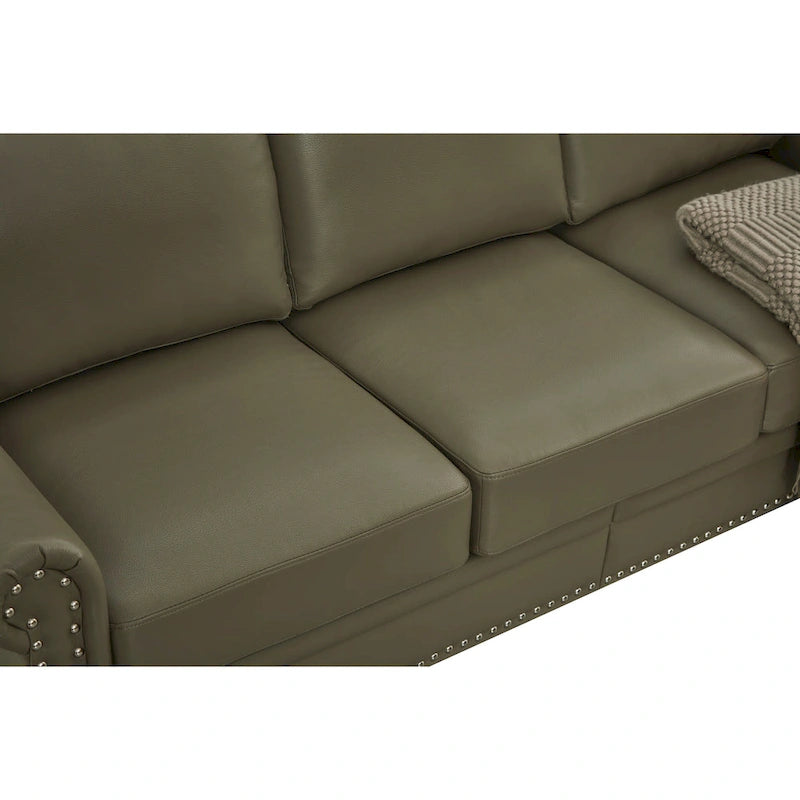 Canapé en similicuir style Mid-Century Modern avec rangement