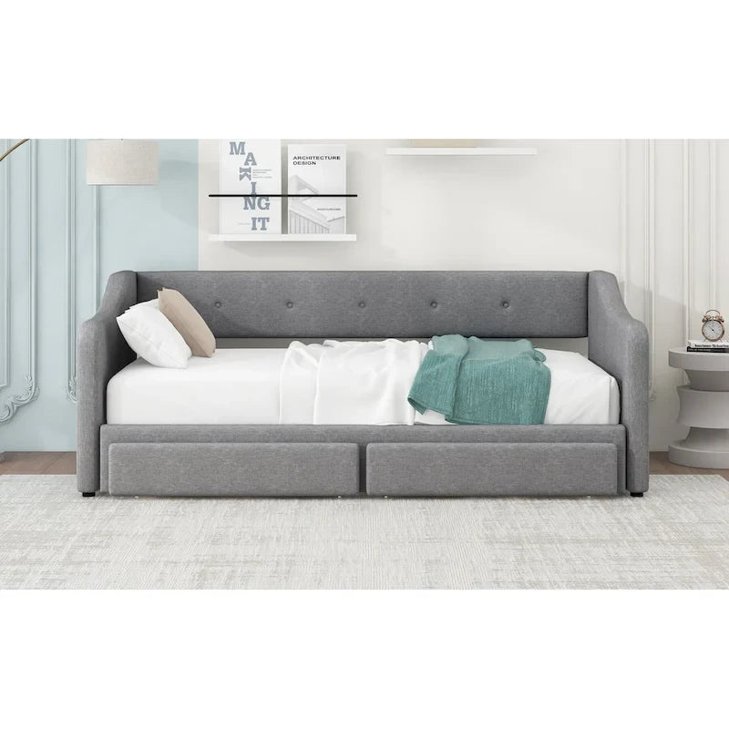 Lit de jour simple XL convertible en lit double avec tiroirs