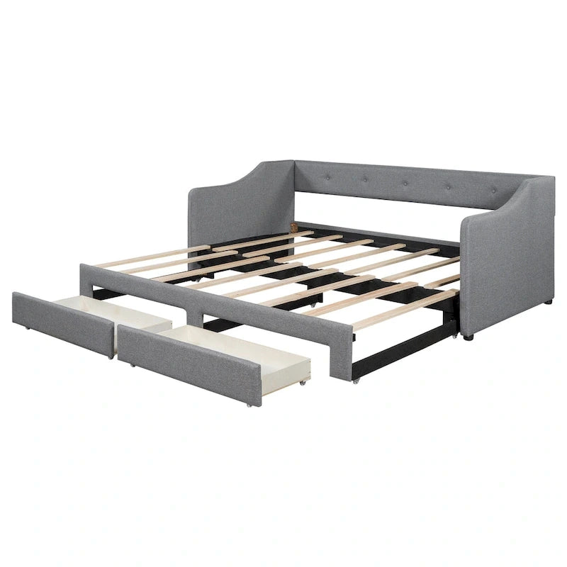 Lit de jour simple XL convertible en lit double avec tiroirs