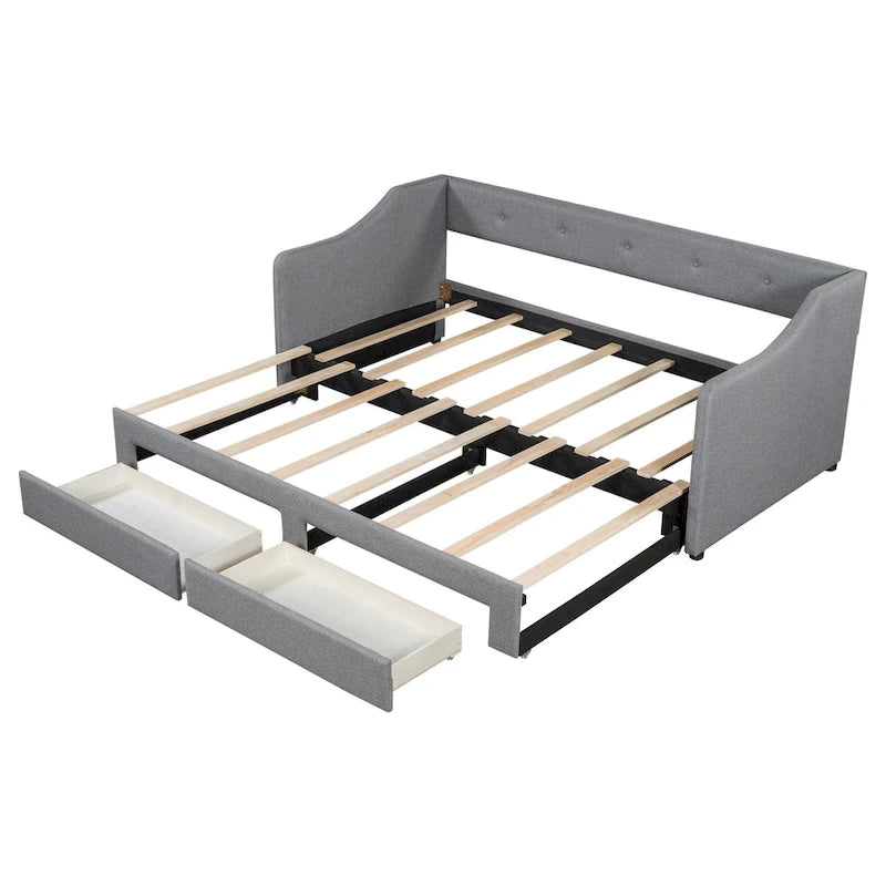 Lit de jour simple XL convertible en lit double avec tiroirs