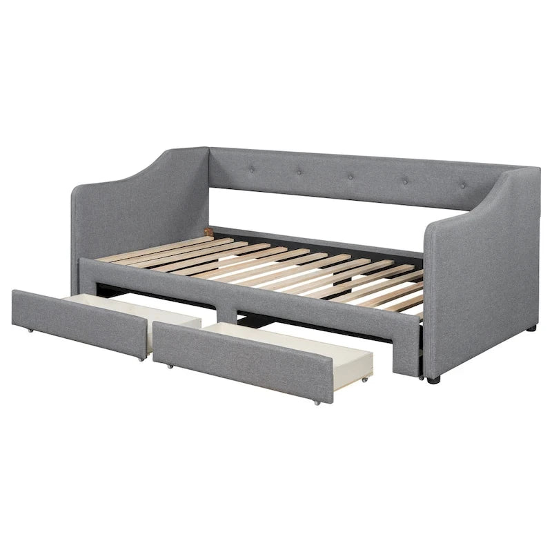 Lit de jour simple XL convertible en lit double avec tiroirs