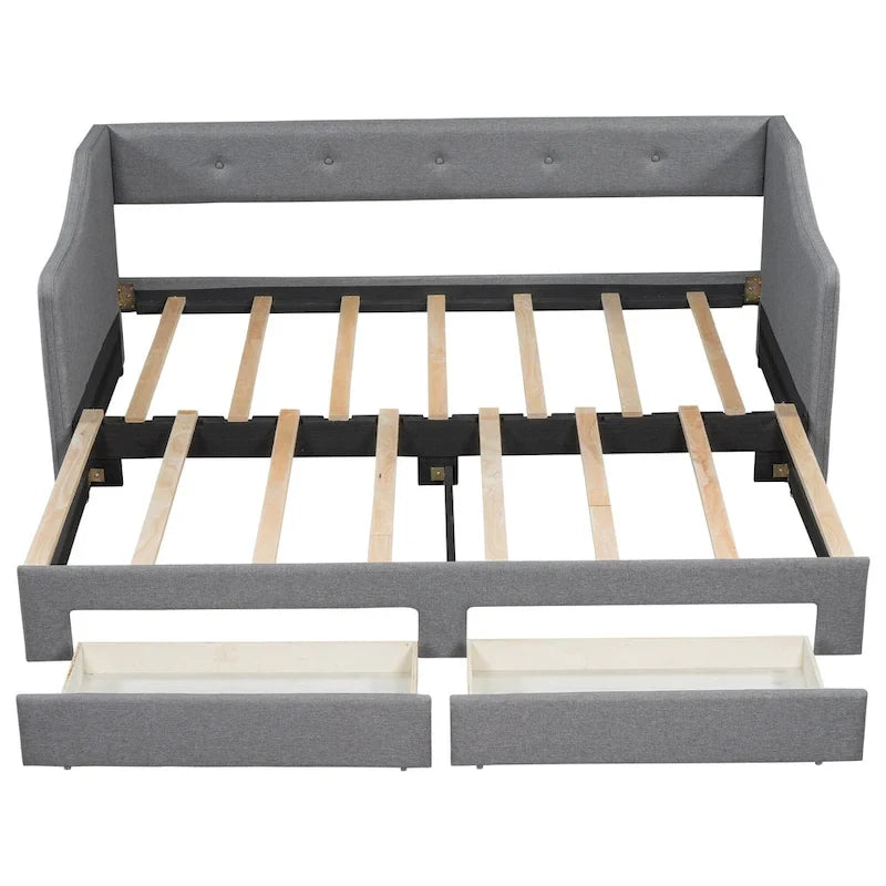 Lit de jour simple XL convertible en lit double avec tiroirs