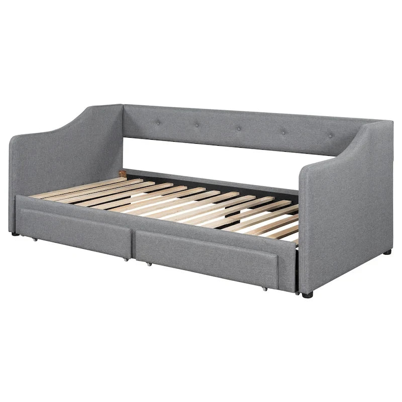 Lit de jour simple XL convertible en lit double avec tiroirs