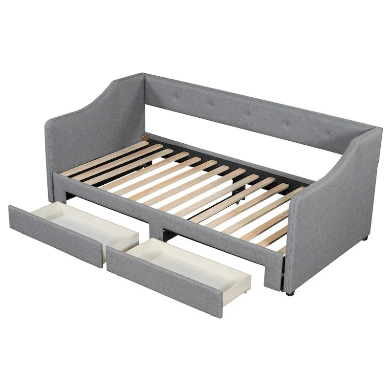 Lit de jour simple XL convertible en lit double avec tiroirs