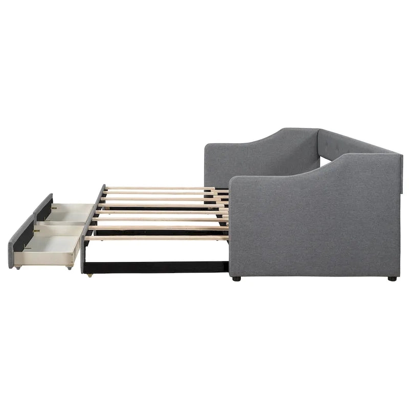 Lit de jour simple XL convertible en lit double avec tiroirs