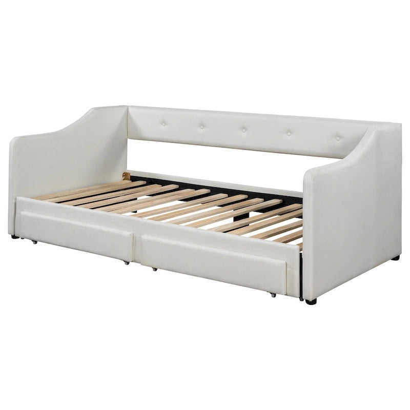 Lit de jour simple XL convertible en lit double avec tiroirs