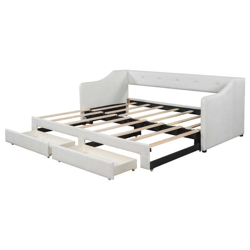 Lit de jour simple XL convertible en lit double avec tiroirs