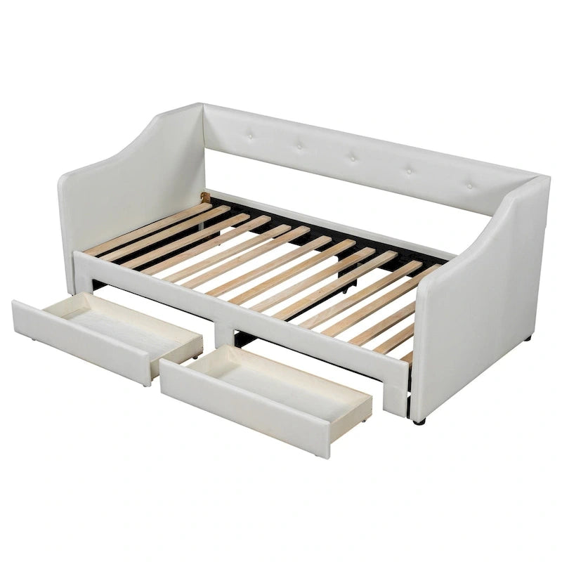 Lit de jour simple XL convertible en lit double avec tiroirs