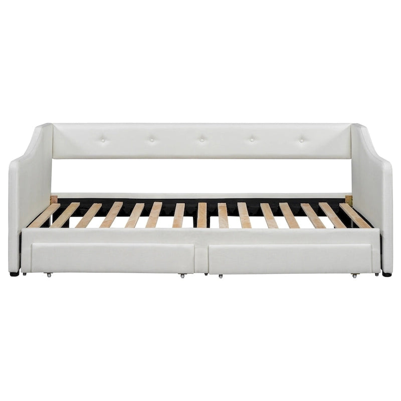 Lit de jour simple XL convertible en lit double avec tiroirs