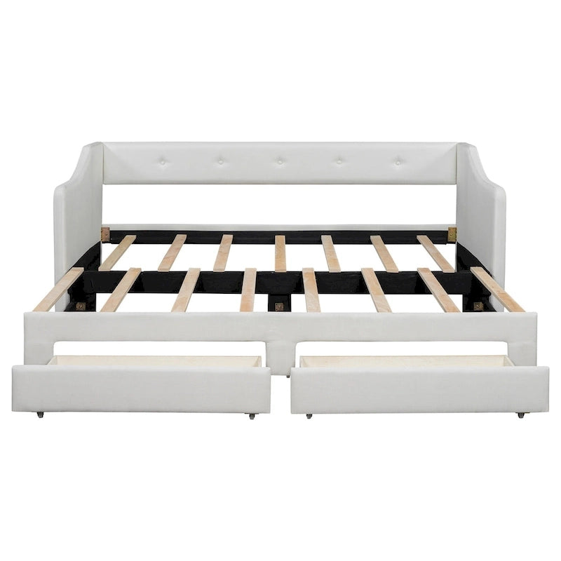 Lit de jour simple XL convertible en lit double avec tiroirs