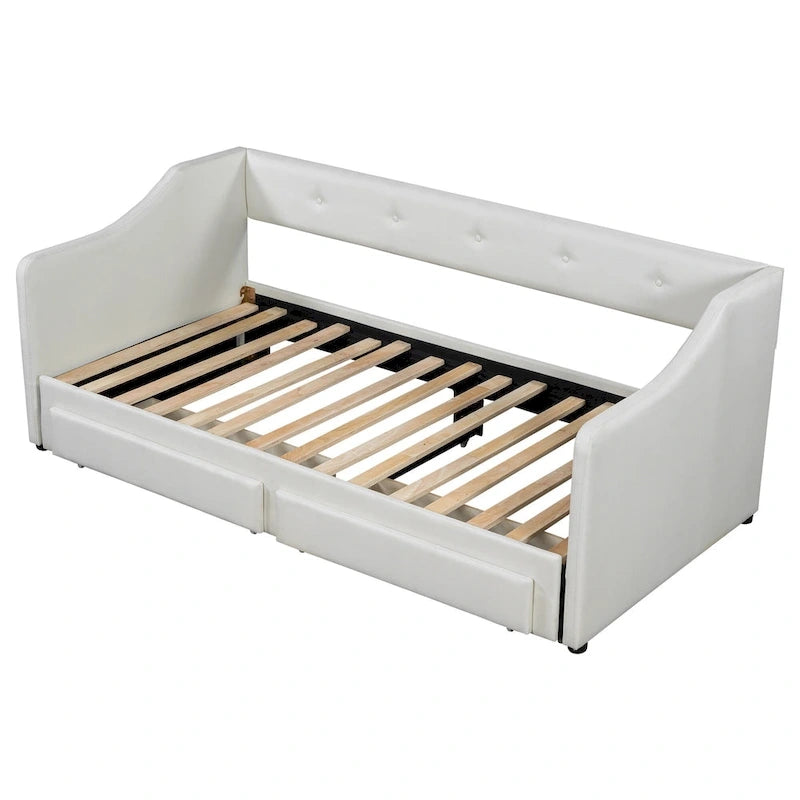 Lit de jour simple XL convertible en lit double avec tiroirs