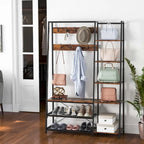 Portemanteau d'entrée 5-en-1 autoportant Costway avec banc à chaussures de rangement - 1 pièce